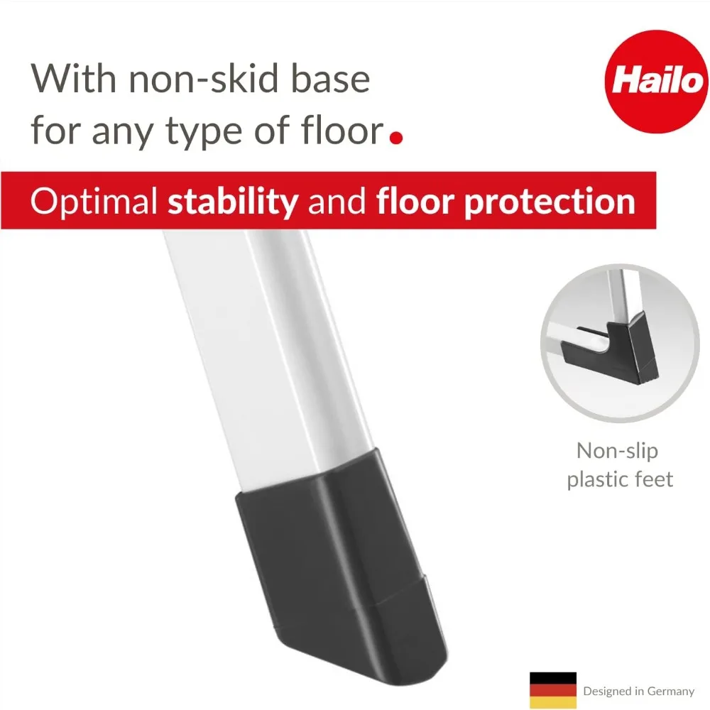 Safety Plus | Steel Folding Stepladder Two Large Steps with Non-Skid mats | High Curved Safety bar and Storage Tray