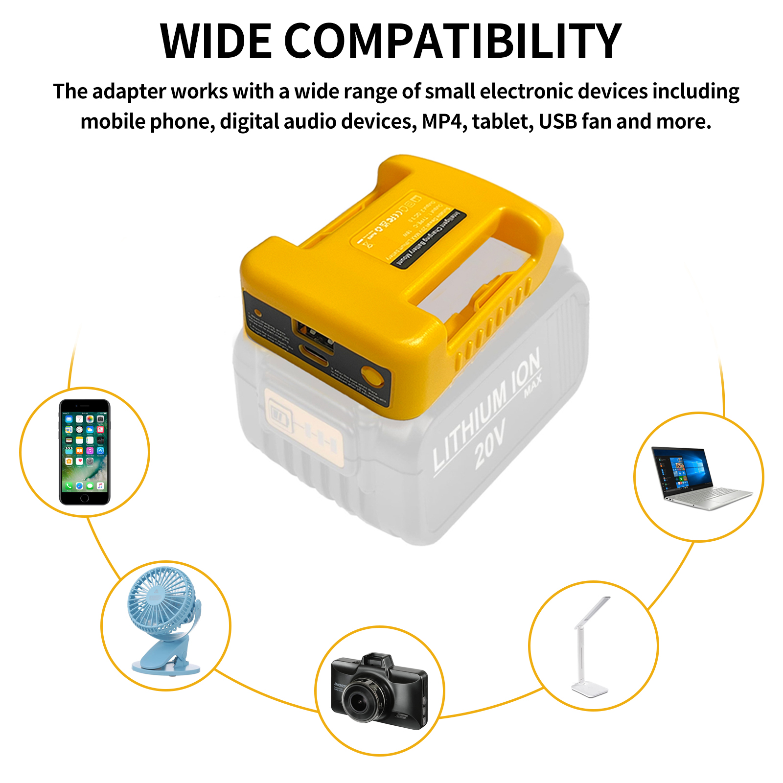 Portable Charger Adapter Compatible For Makita For Dewalt For Milwaukee 18V Li-ion with USB Type-C Battery Holder Fast Charging