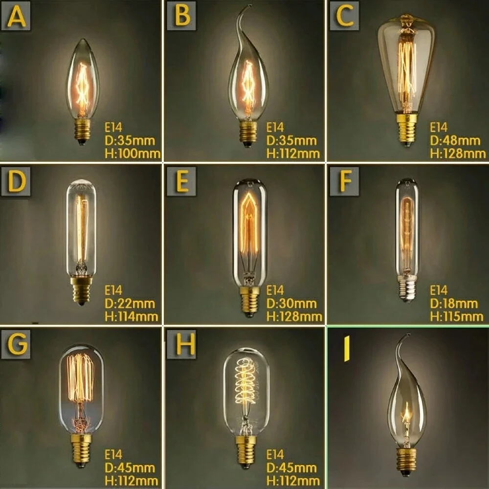 Vintage Retro E14 Edison Xoắn Ốc Đèn Xông Tinh Dầu Đèn Led Công Nghiệp Mờ Bóng Đèn Cho Mặt Dây Chuyền Đèn Phòng Ngủ Phòng Khách 220V 110V