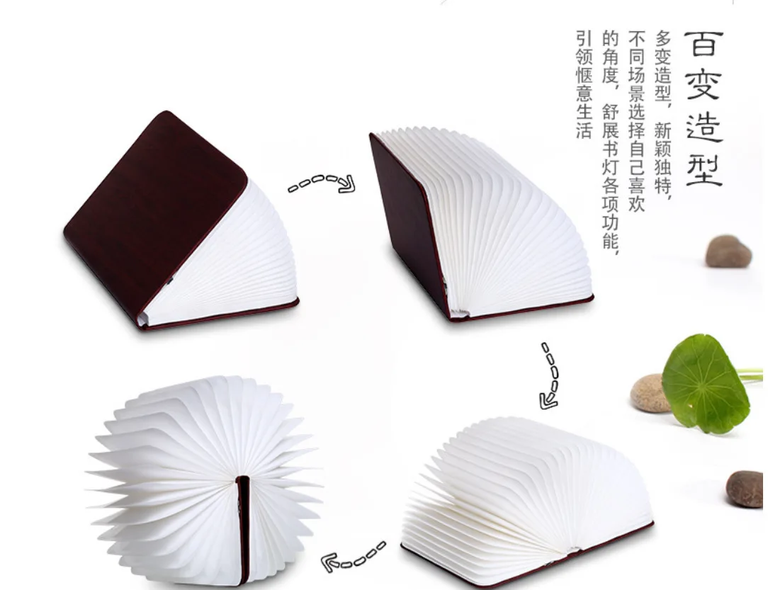 Luz LED nocturna creativa plegable 3D, Color RGB, recarga USB, luz de libro de madera, decoración, lámpara de mesa de escritorio para dormitorio, regalo de cumpleaños para niños