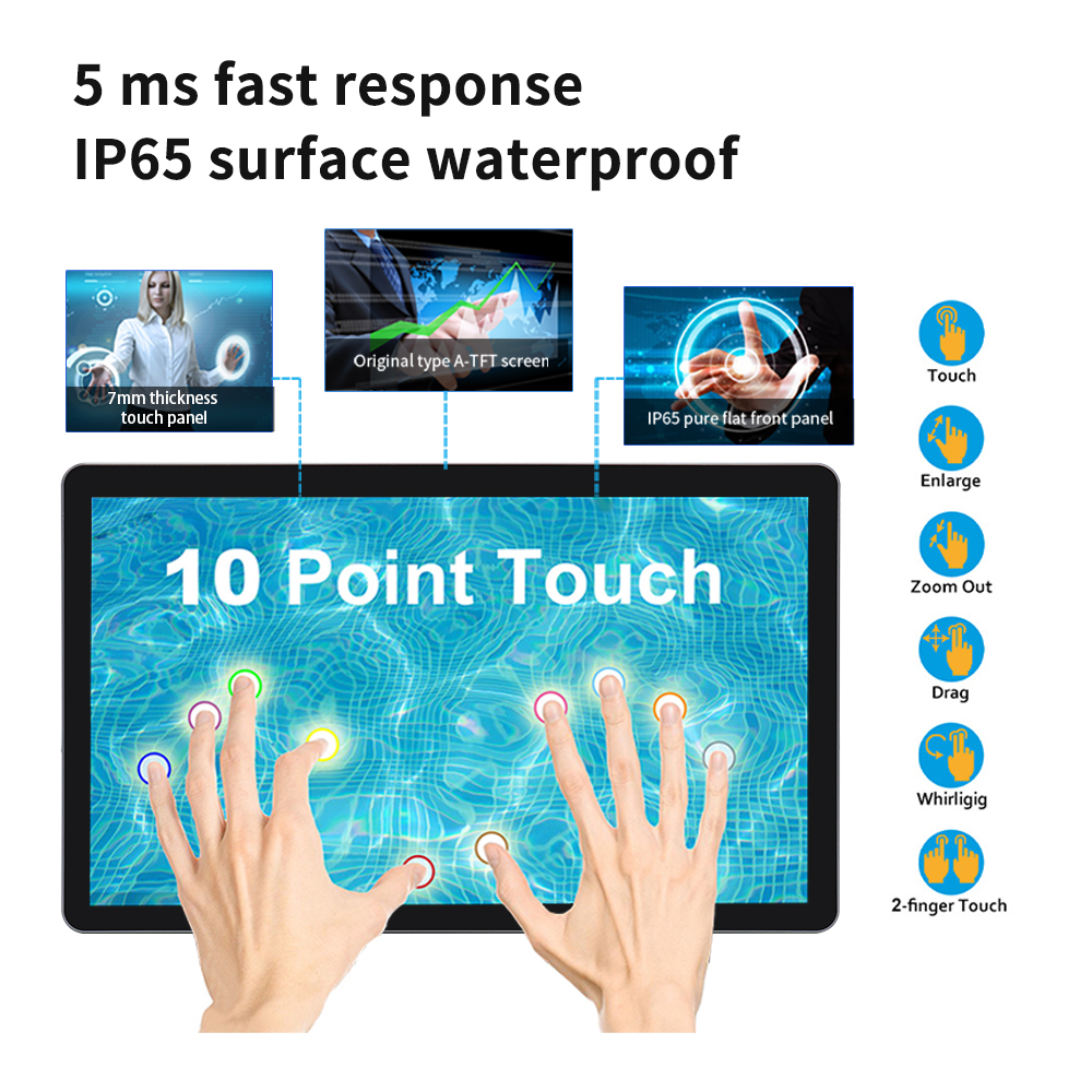 8 do 43-calowego montowanego na ścianie PCAP z wieloma ekranami dotykowymi i ekranem dotykowym Monitor Android 11 Tablet Win 10 Industiral All In One Pc