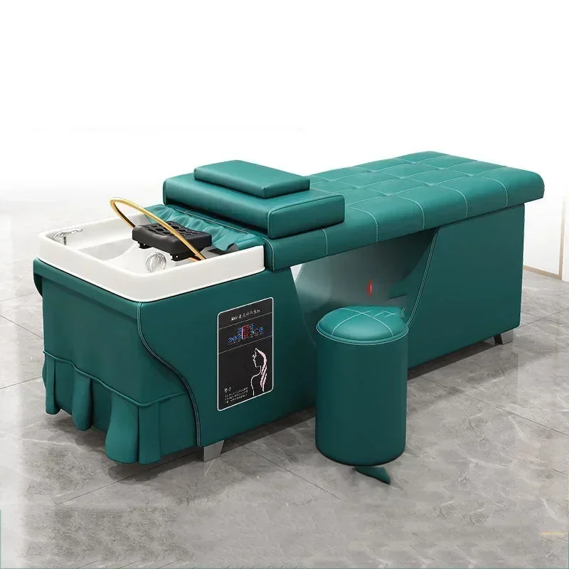 Terapia de água cabeça de cama de lavagem de cabelo spa pia cabeça de chuveiro estilista shampoo cadeira silla peluqueria móveis mq50sc