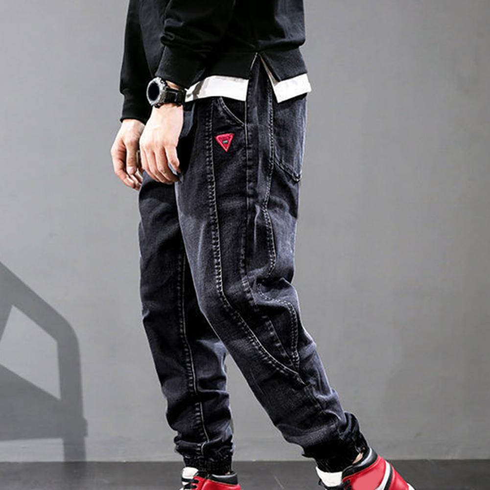 Pantalones vaqueros sueltos para hombre, pantalones vaqueros de Color sólido con cordón en la cintura, pantalones harén para hombre, pantalones vaqueros para hombre, pantalones hombre джсы для мужğluн