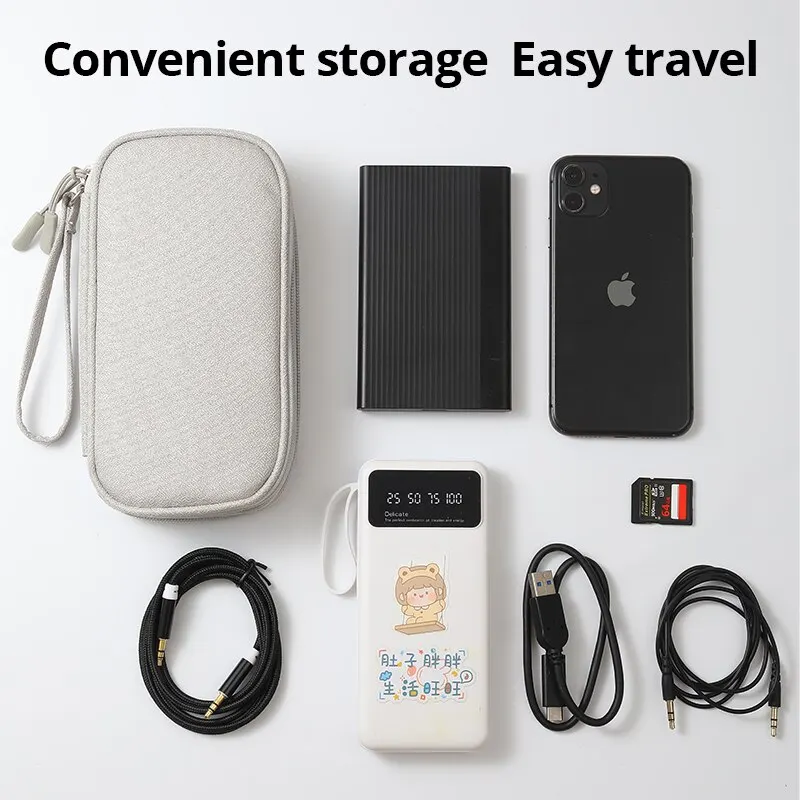 여행용 휴대용 디지털 제품 보관 가방, USB 데이터 케이블 정리함 헤드셋 충전 보물 상자 가방, 핑크, 그레이, 블랙, 네이비, 1 개