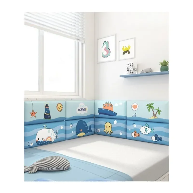 Adesivos de parede autoadesivos, desenho animado, canto de parede, cabeça de cama macia, decoração de parede, móveis para crianças, cabeceiras, salas de aula de jardim de infância