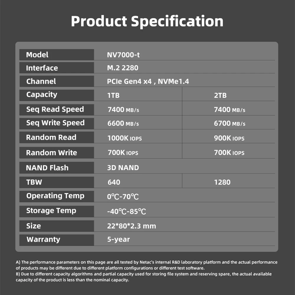 Netac disco duro ssd 1tb 512gb 256gb 128gb ssd m2 nvme pcie interno riesgo de unidad de estado sólido