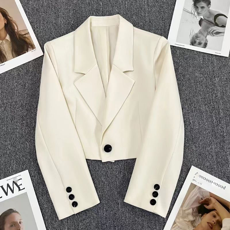Blazers recortados para mujer, nueva moda coreana, chaqueta de traje con botones de manga larga, chaqueta de oficina elegante que combina con todo para mujer 2024