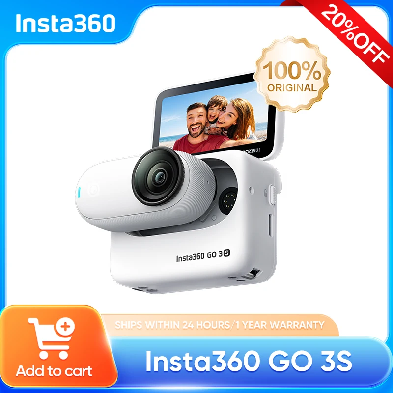 Original Insta360 GO 3S 4K Tiny Portable Vlogging Camera,Hands-Free POVs, Mount Anywhere, Stabilization, 10m Waterproof, Pet POV
