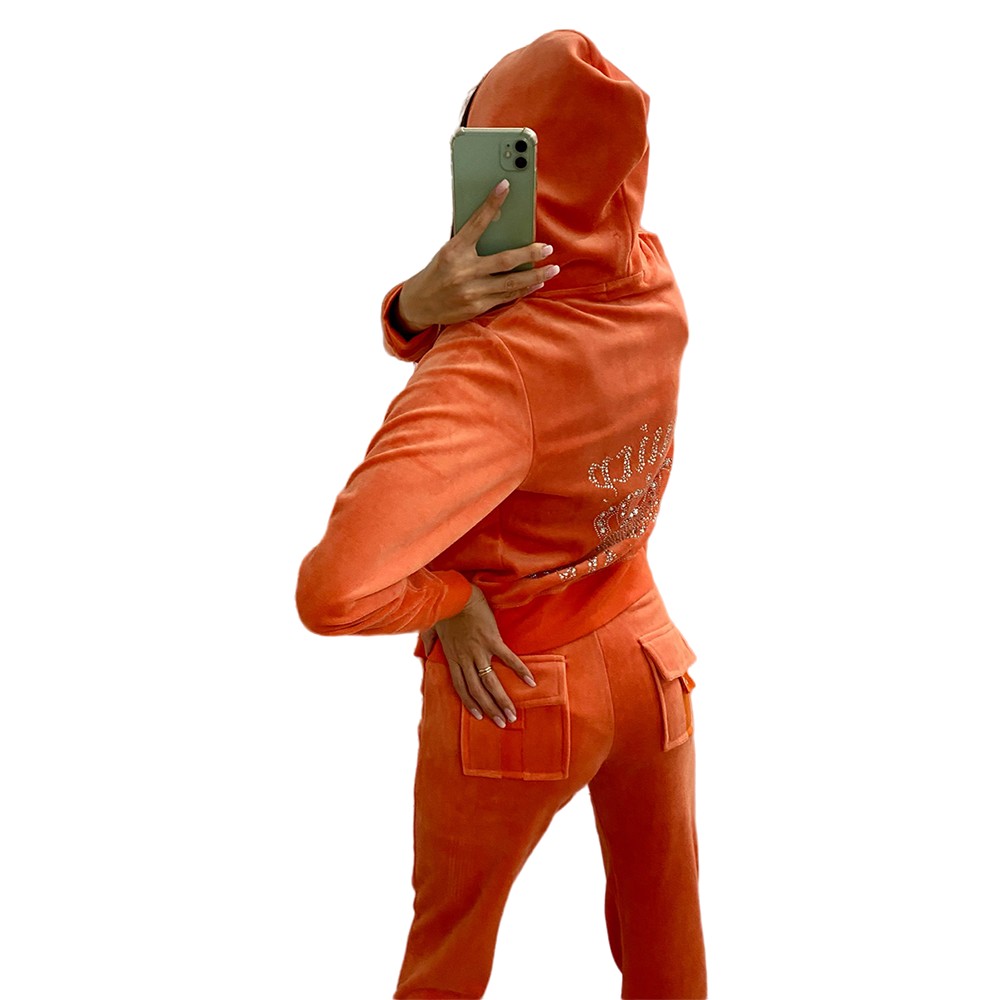 Y2k ベルベットトラックスーツ春秋の女性暖かい 2 ピースベルベットトラックスーツ石積みクラウントラックスーツカジュアルエレガントなレディース春ジャケット