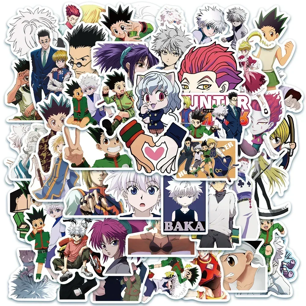 50 Stück Hunter X Hunter Aufkleber Pack Cartoon Anime Graffiti Aufkleber Dekoration Laptop Haut Wasserdichte Handyhülle Niedliche Aufkleber