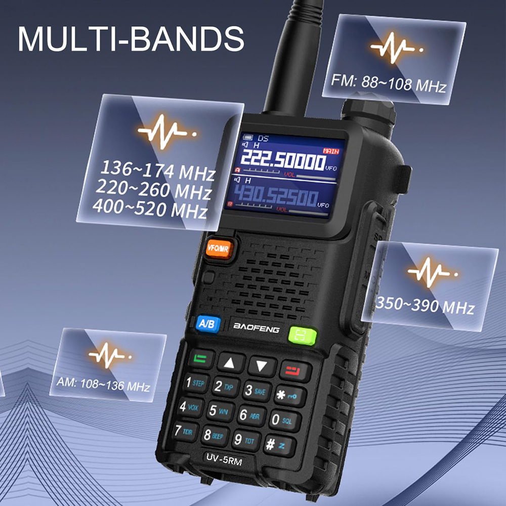 Baofeng UV-5RM Рация дальнего действия Беспроводная частота копирования Двустороннее радио Зарядное устройство Type-C Модернизированный полнодиапазонный приемопередатчик UV 5R
