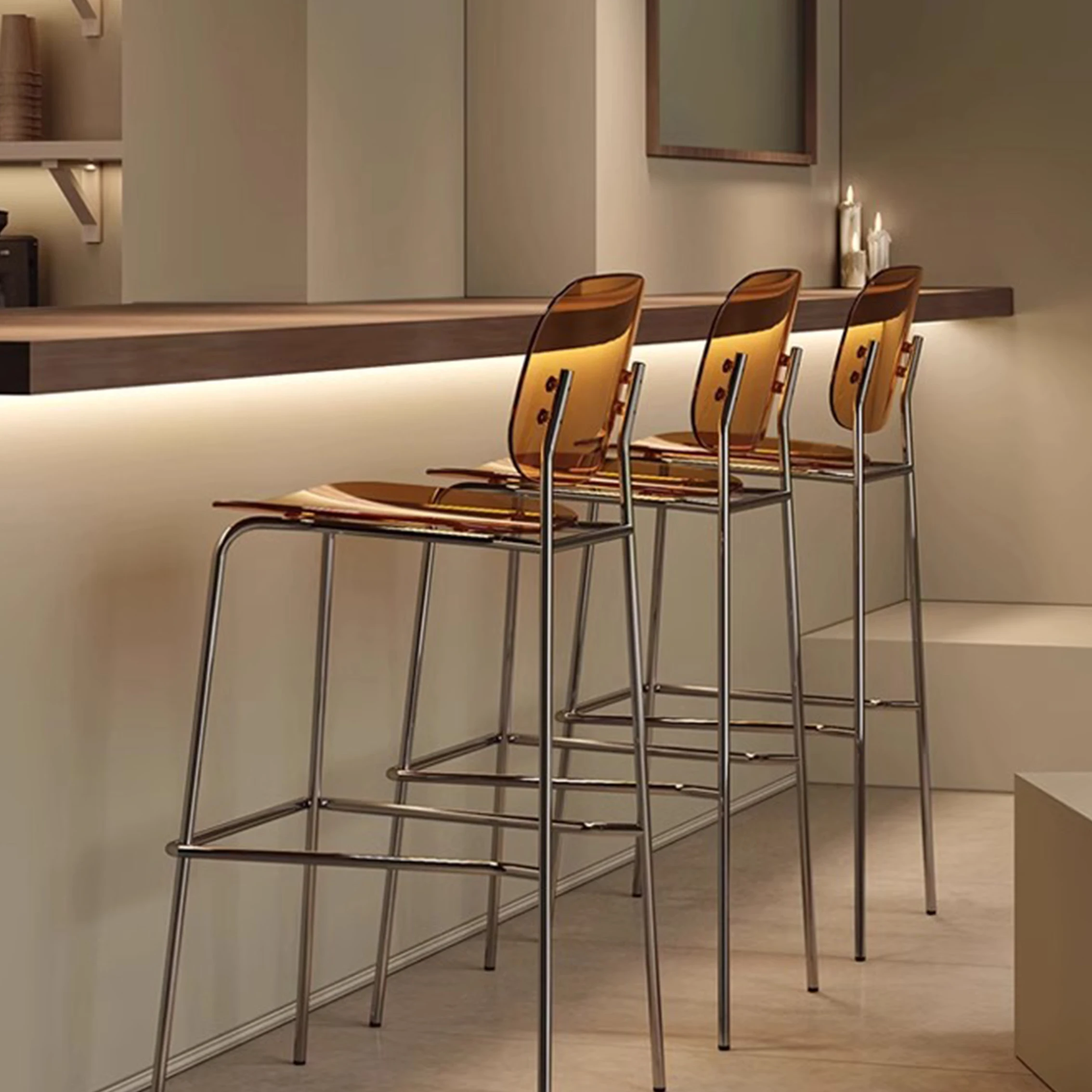 Simple Modern High Counter Height Bar Chairs Plastic Height Bar Chairs Stools for Kitchen Restaurant Table Bar Stools