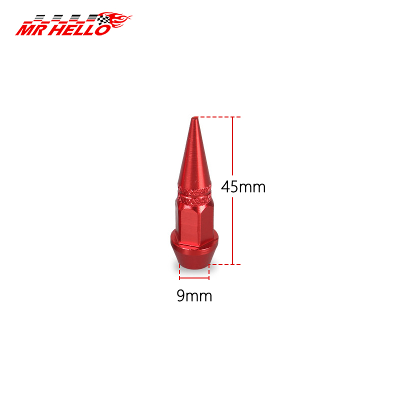 4 pçs universal de alumínio estilo do carro tunning tampa da haste da válvula do pneu do carro em forma de pico metal poeira cobre tampa para bicicleta motocicleta