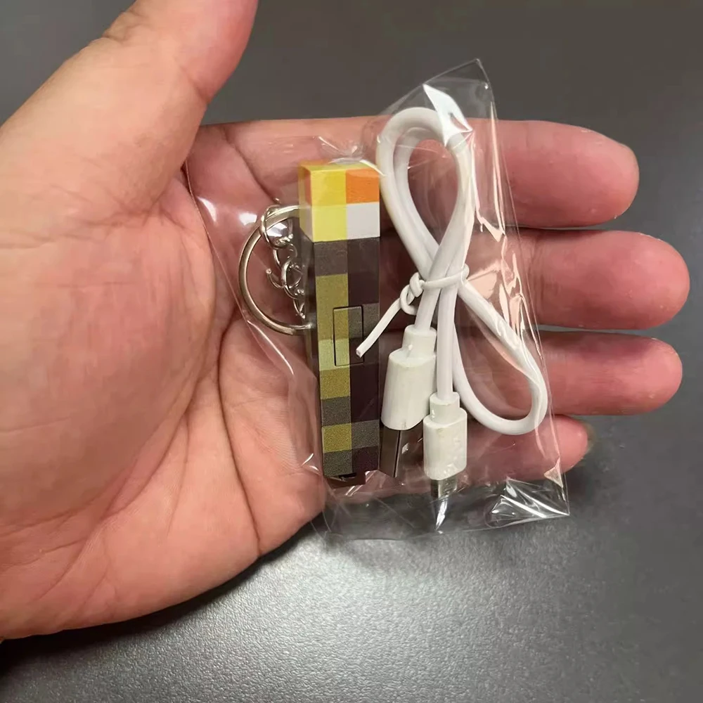 Gaming Theme Surrounding Torch LED Light USB Rechargeable Mini Torch Keychain Backpack Pendant Children Gifts