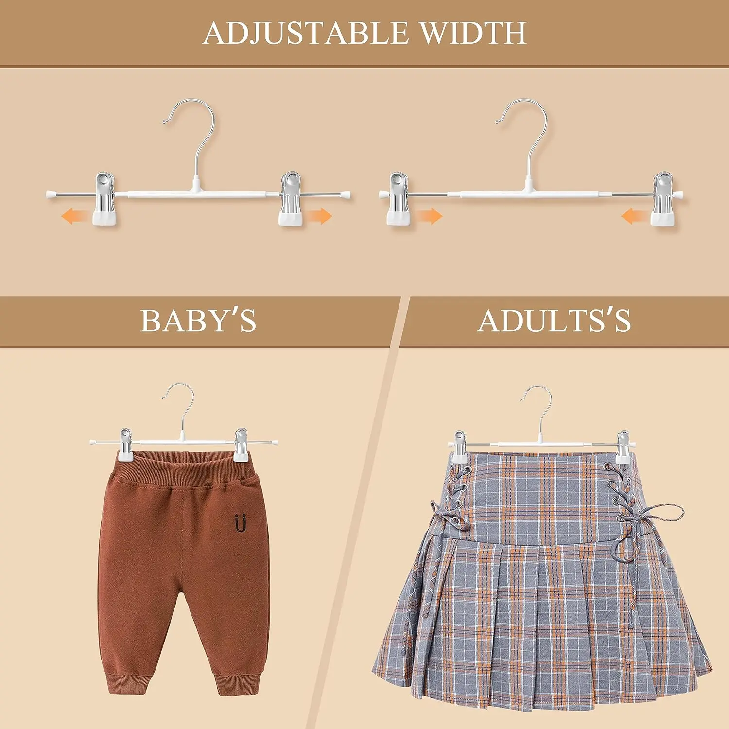 Cabides de calças com clipes 5/10 pacote cabide de saias ajustáveis para mulheres cabide de calças antiderrapantes para jeans cabides de roupas para calças