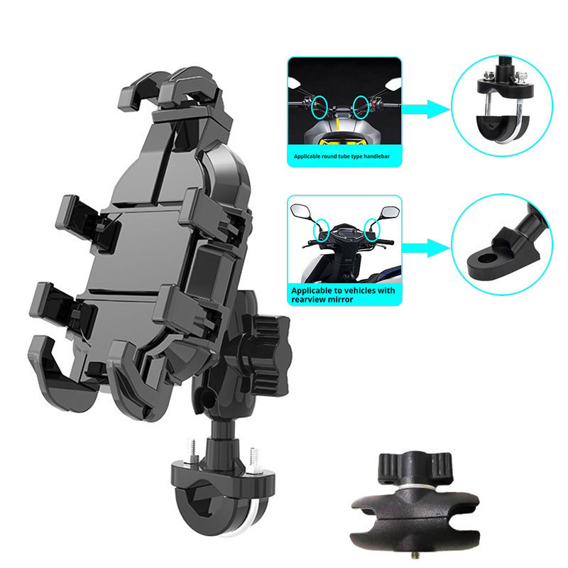 Suporte do telefone da bicicleta da motocicleta com amortecedor guiador da bicicleta espelho retrovisor montagem para 4.7-7.1 polegada smartphones à prova de choque