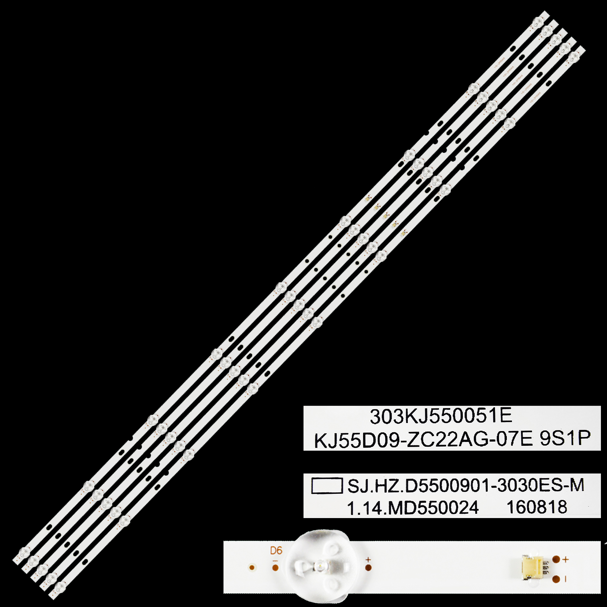 Tira de LED para iluminación trasera para DJTV55SH K55DLS6U SILO TV SL55V3 SJ.HZ.D 5500901 -3030ES-M, 1.14.MD 550024