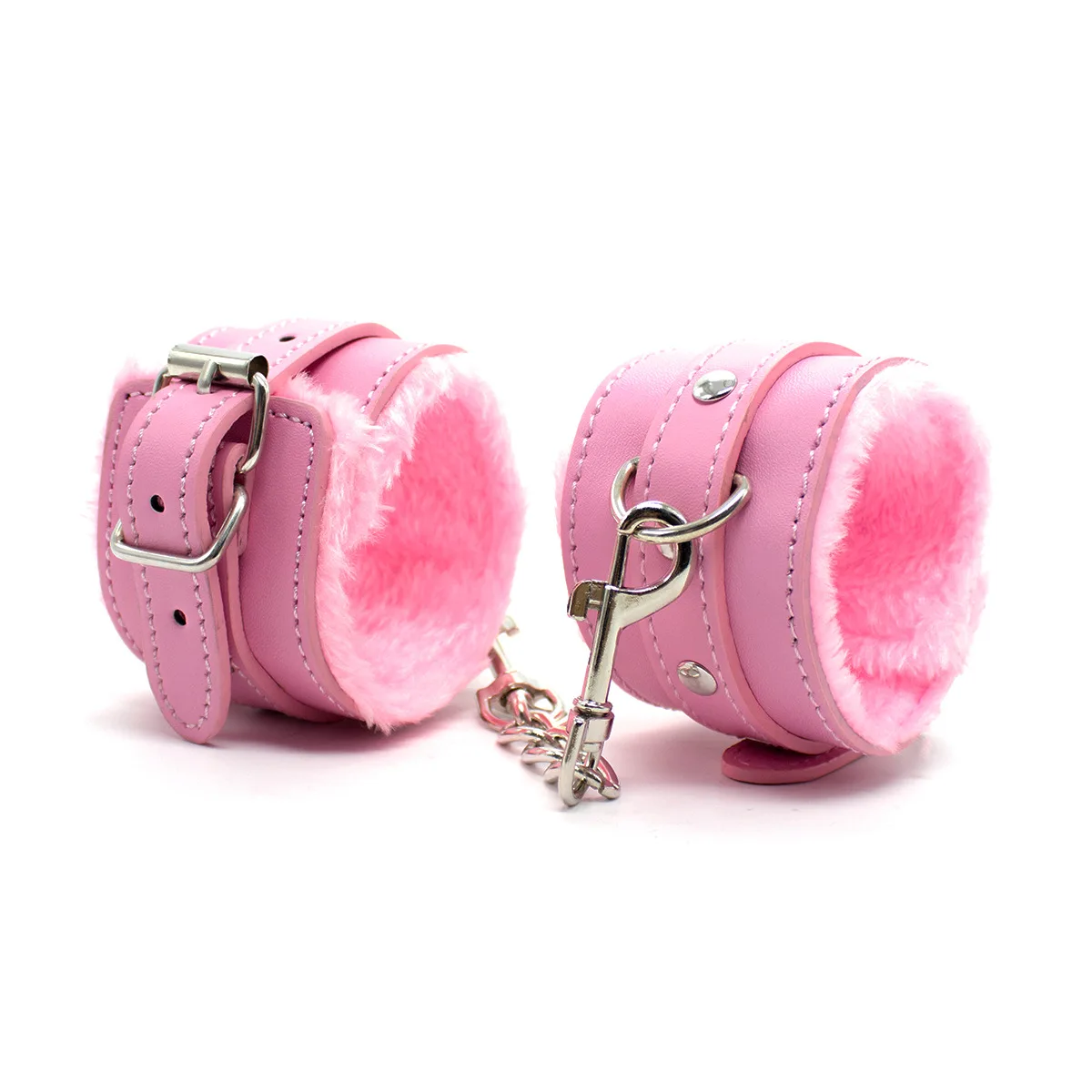 Esposas de cuero Pu con forro polar, cadenas de tobillo para accesorios de disfraz de Cosplay, accesorios para fotos sin daños puesta en escena