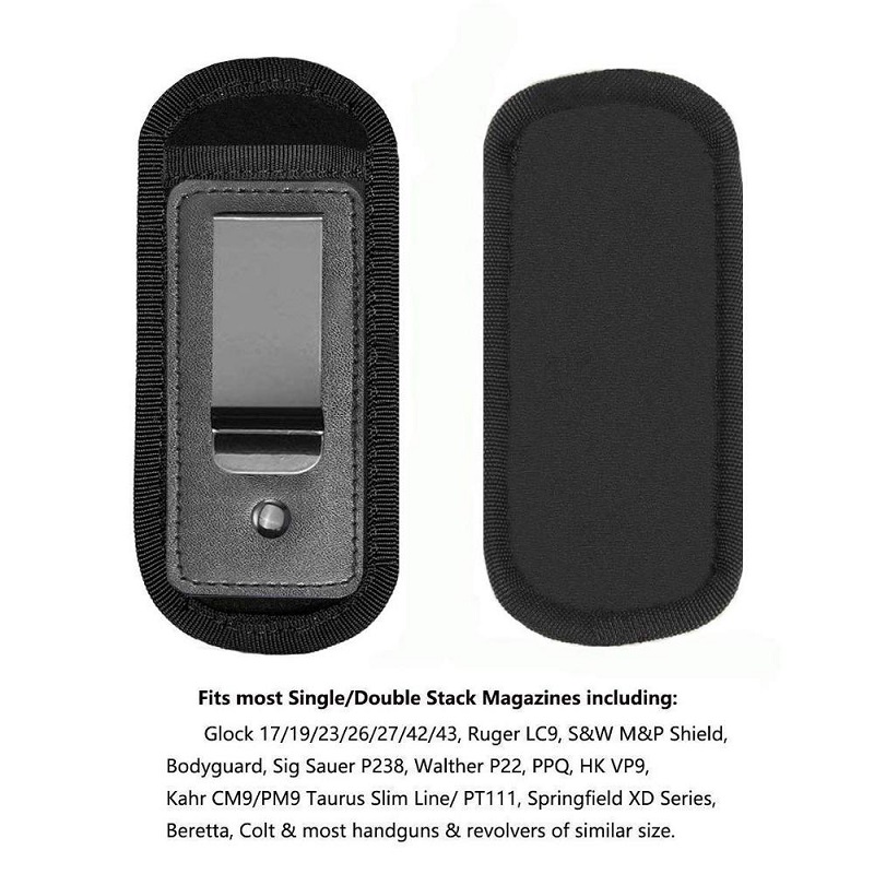 전술 나일론 매거진 파우치 홀스터 권총 9mm 은폐 캐리 매거진 케이스 클립 글록 19 21 베레타 92 권총 매거진 파우치