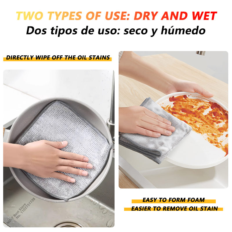 Magic Cleaning Cloth Multipurpose Wire Miracle Cleaning Cloth Innovative Dishwashing Net Hand Towel for Kitchen Dishwashing Grid
