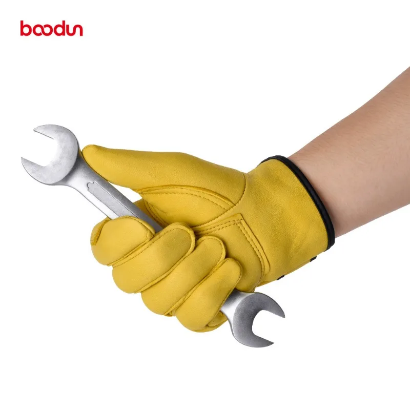 Work Gloves Cowhide Leather Workers Work Welding Safety Protection Garden Sports Motorcycle Driver Wear-resistant Gloves