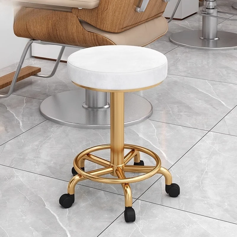 Modern Simple Beauty Stool Professional Swivel Barber Stool Adjustable Height Salon Seat with Wheels 360° Rotating Makeup Chair