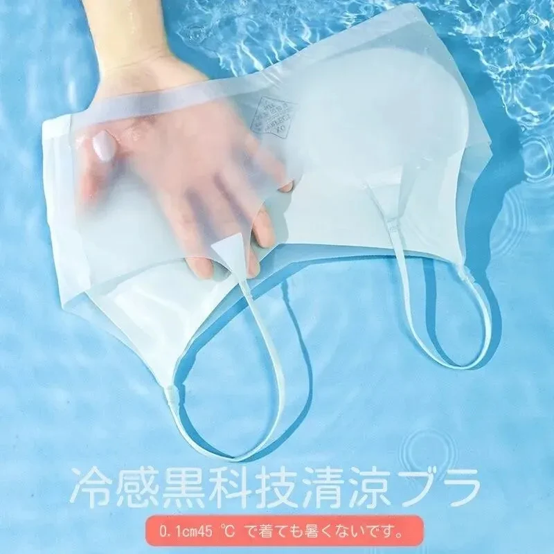 Ultra Thin ICE Silk ชุดชั้นในสตรี PLUS ขนาดเซ็กซี่ TOP Soft Breathable ไร้สายชุดชั้นในรวบรวม Bra