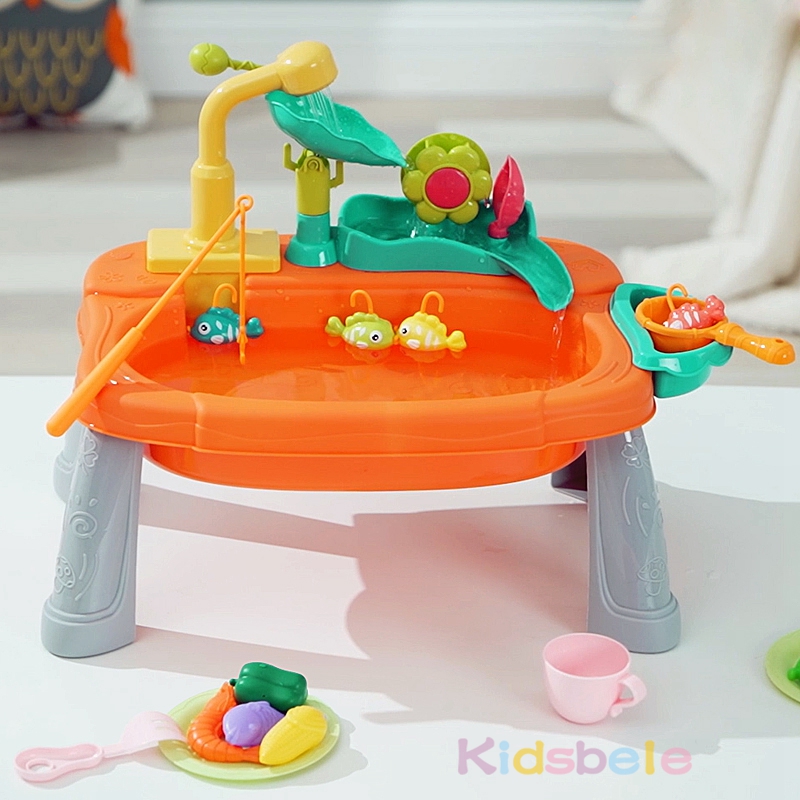 Jouets d'évier de cuisine pour enfants, lave-vaisselle électrique, jouet de jeu avec eau courante, jeu de simulation de nourriture, jouet de pêche, jeu de rôle pour filles