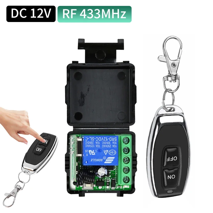 Acessórios de controle de construção de interruptor sem fio rf433mhz 12v 1ch 10a módulo receptor de relé transmissor controle remoto porta de garagem