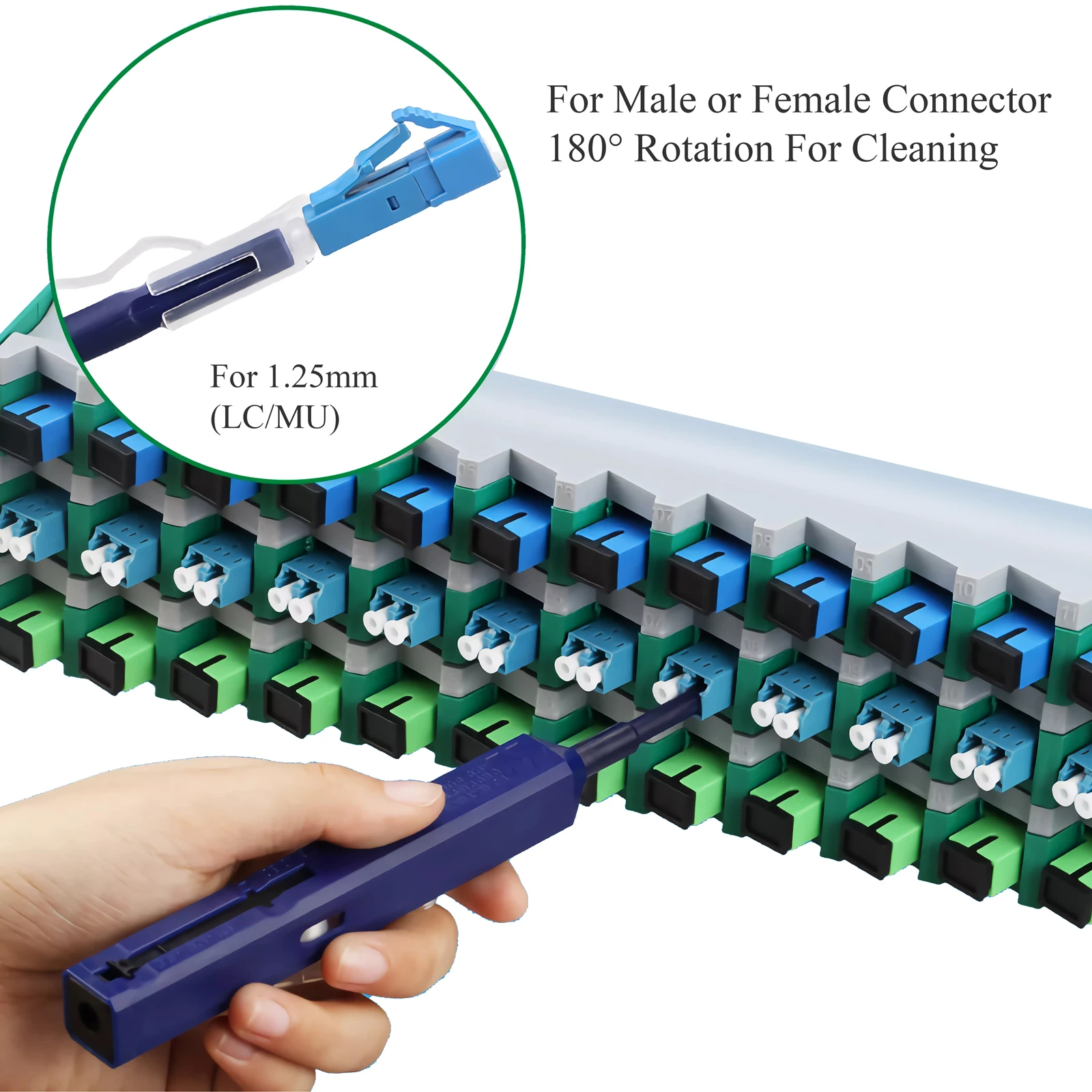 1PCS Fiber Optic Cleaning Pen SC/FC/ST LC/MU Connector One-Touch Clean 1.25mm/2.5mm End Face Optical Adapter Cleaner Tool