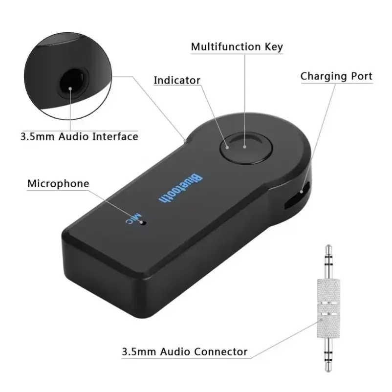 Receptor y transmisor inalámbrico Bluetooth 5,0 3 en 1, adaptador USB, receptor de Audio, cargador de coche Bluetooth, Aux para E91 E92