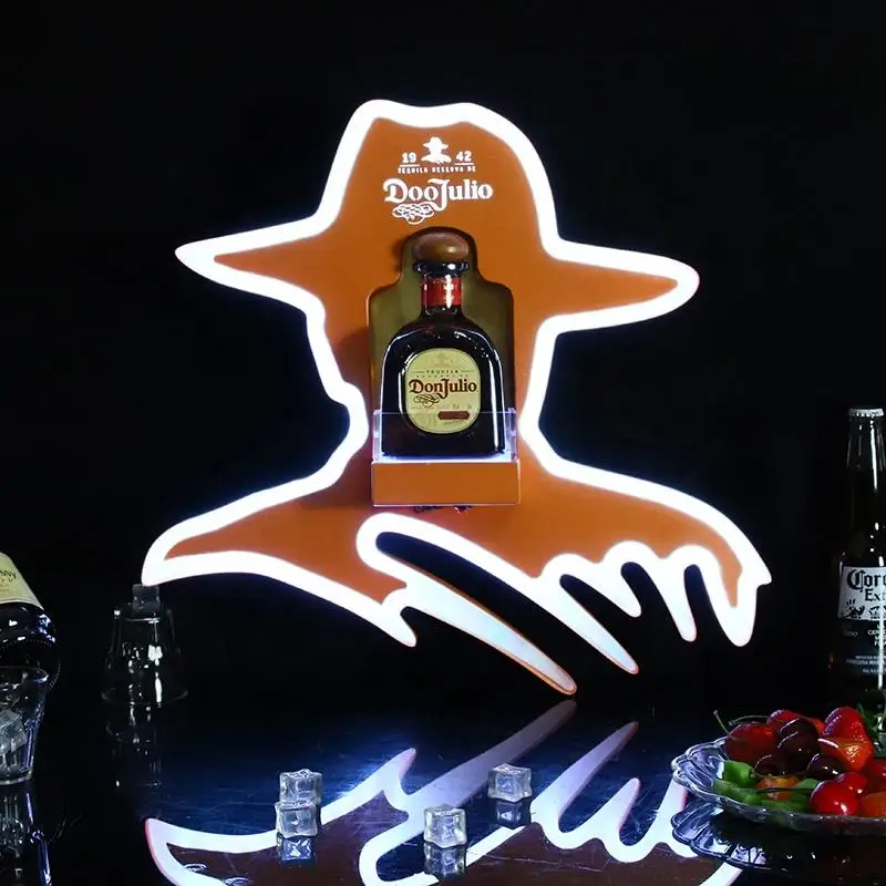 Gold DONJULIO Reposado Blanco 1942 Tequila Bottle Presenter Glow Champagne Wine Glorifier Display VIP Service for Nightclub
