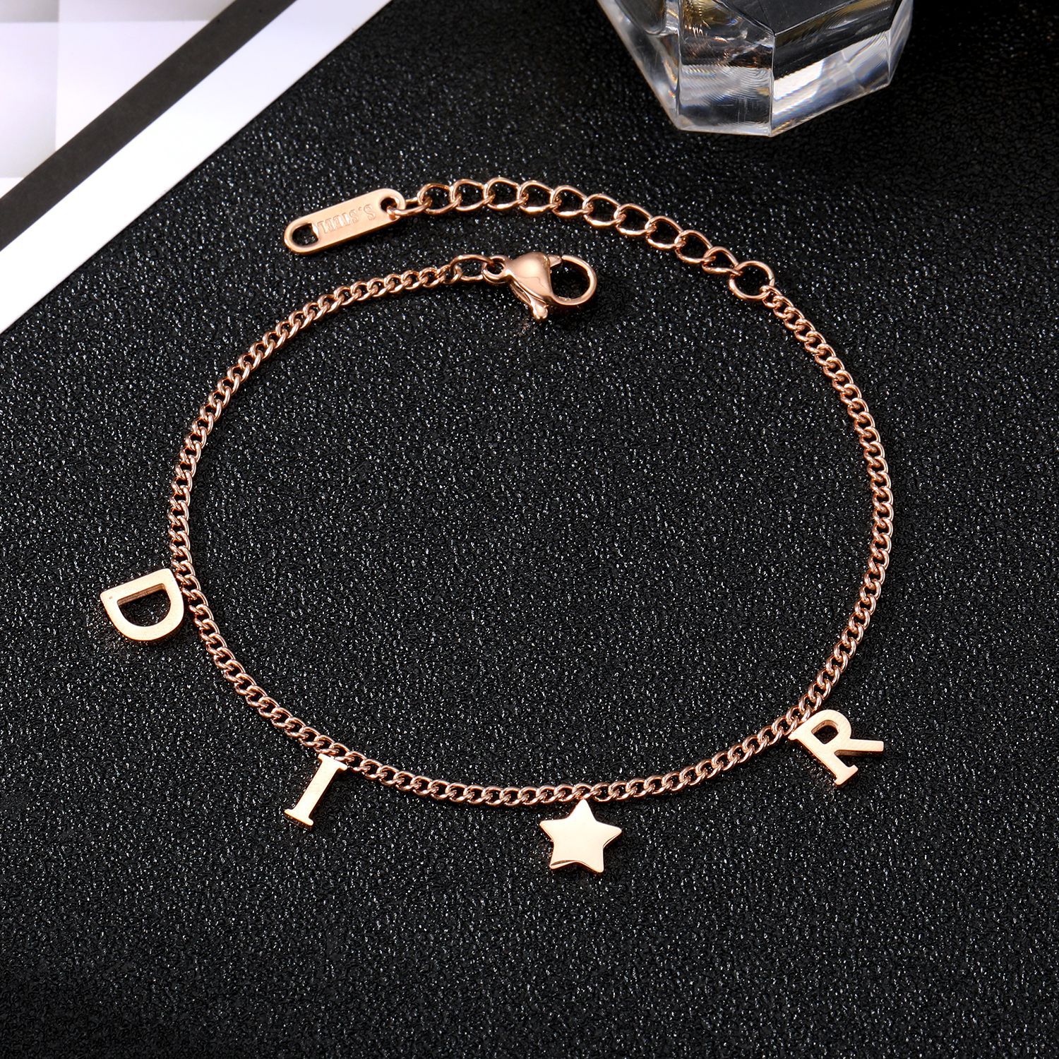 Coreia nova moda carta estrela pingente pulseira mulher simples vintage pulseira de aço inoxidável luxo jóias acessórios presentes