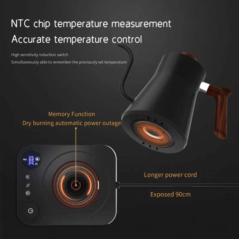 Hervidor eléctrico inteligente de temperatura constante de 1200W, cafetera hecha a mano, olla con cuello de cisne utilizada para preparar leche en polvo