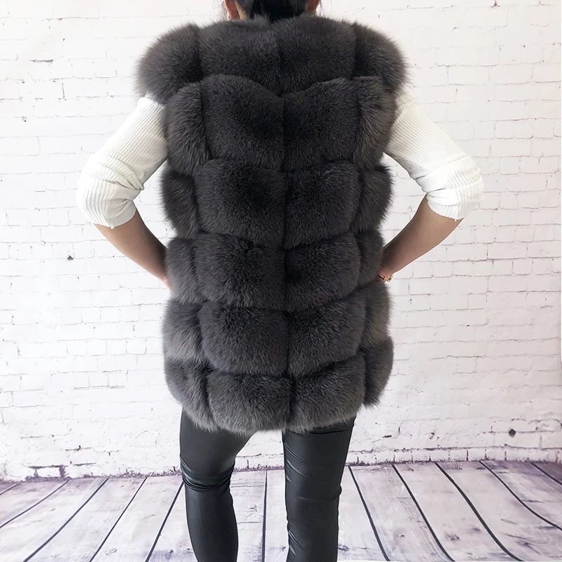 Damen hochwertige Echt fuchs Pelz Weste Natur Echtpelz Mode Pelz Mantel Jacke Weste Echt leder Mantel