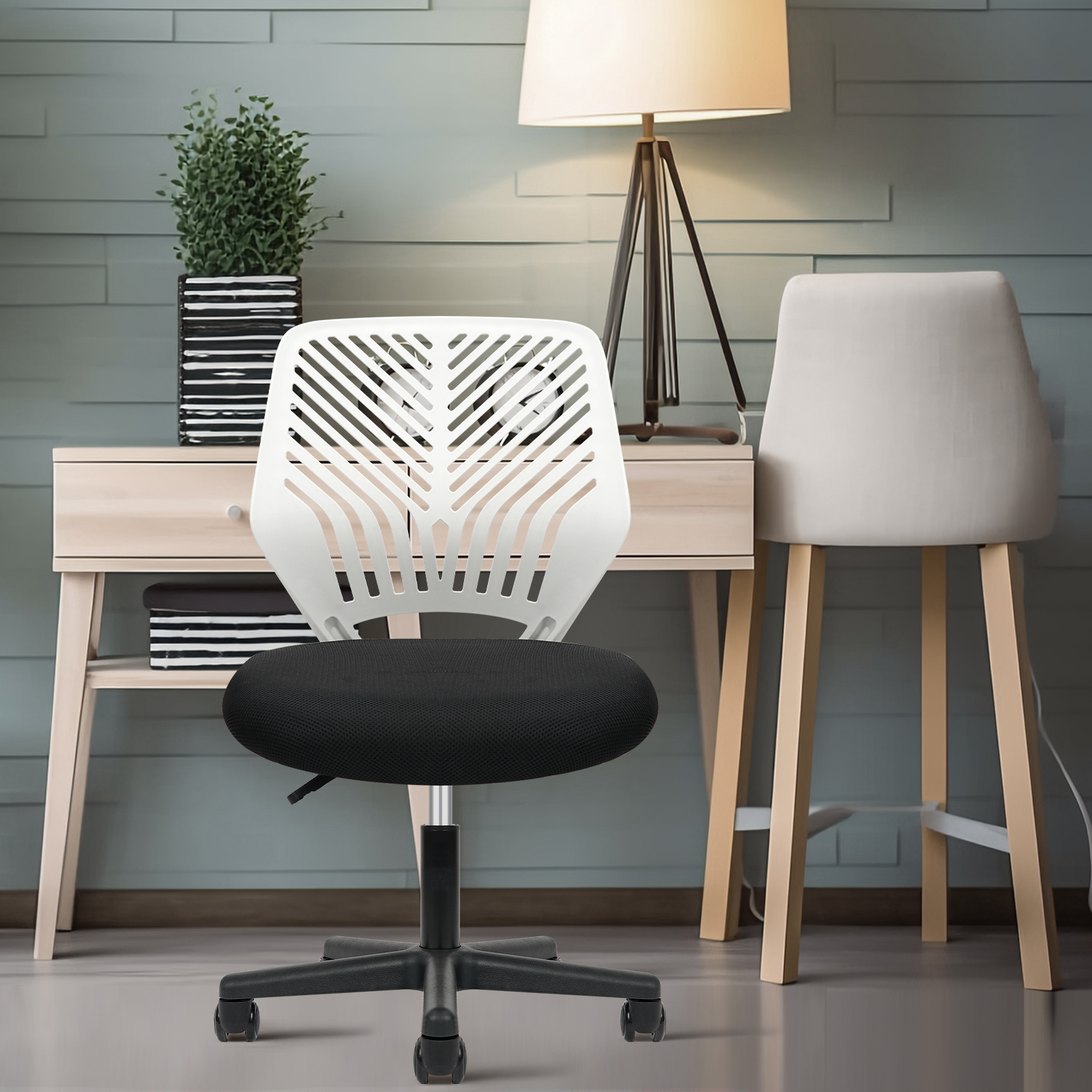 Durrafy Bürostuhl, drehbarer Schreibtischstuhl, höhenverstellbar, gepolsterter Sitz, ergonomischer Stuhl