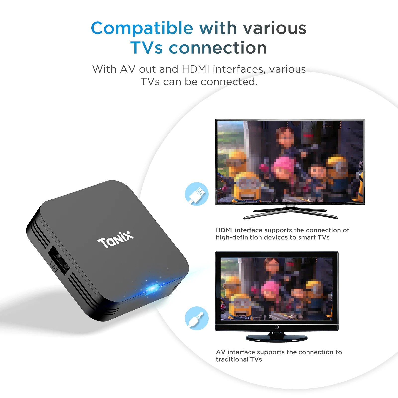 4 PCS Tanix TX1 Android TV Box H313 2.4G Wifi  RAM 1GB 8GB ROM 8GB 16GB Power by DC 5V 2A