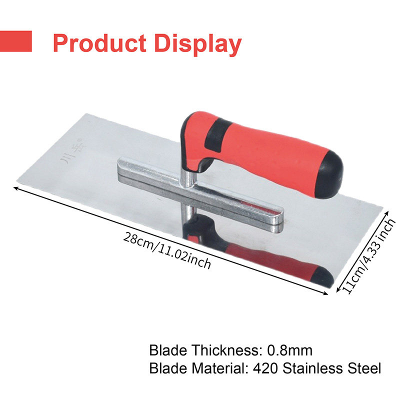 Штукатурный шпатель из нержавеющей стали, пластиковая ручка, 11,02 дюйма, шпатель для гипсокартона с плоским дном, строительный инструмент для штукатурки Mason