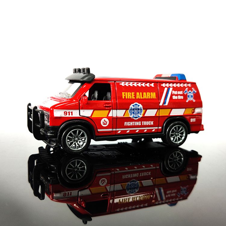 Van Police Car Model Simulation Alloy Toy Pull Back Car