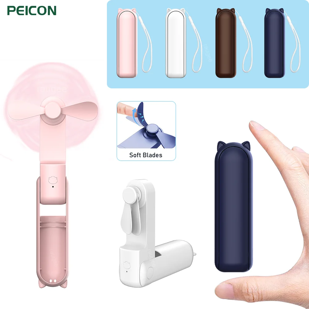 Przenośny wentylator Super ręczny Mini wentylator wentylator ładowalny USB składany ręczny mały podręczny wiatrak z 2000mAh Power bankiem 3 biegi