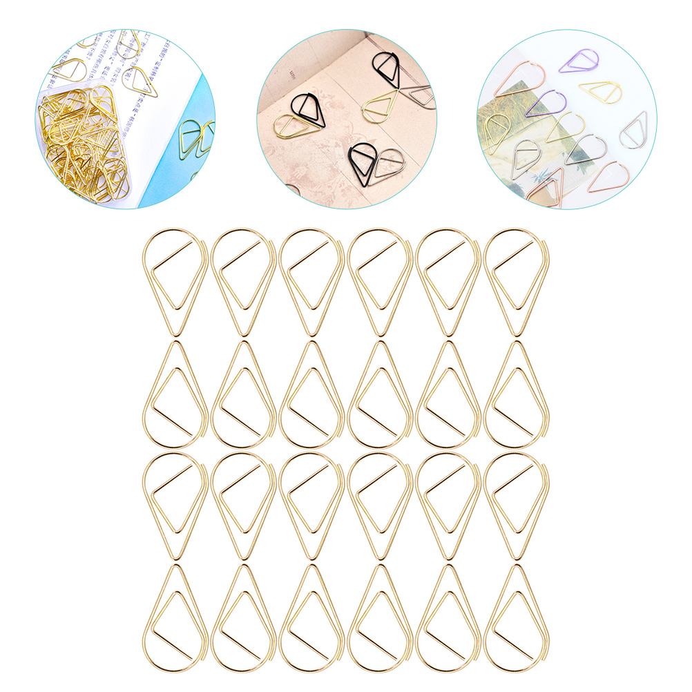 100 Pcs Paper Clip Gold Shaped Clips for Paperclips Decorative Teardrop Silver Clothespin Child