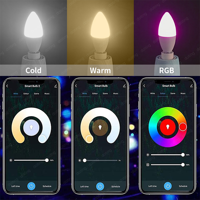E14 Bluetooth Wifi Tuya Smart Led Kroonluchter Gloeilamp RGB Kleurverandering Lampen Smart Life APP Dimbaar Alexa Google Home Voice