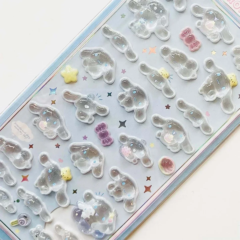 7 สไตล์อะนิเมะ Sanrio Kuromi Hello Kitty Hangyodon Cinnamoroll 3Dtransparent Jelly สติกเกอร์คริสตัลสติกเกอร์ตกแต่ง Casesdiy ของเล่น
