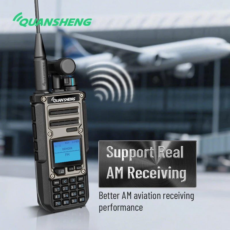 Quansheng TK11(8) Walkie Talkie 10W Radio bidireccional de doble banda de alta potencia con batería de 3000mah AM FM SSB NOAA Receptor de Radio TK11