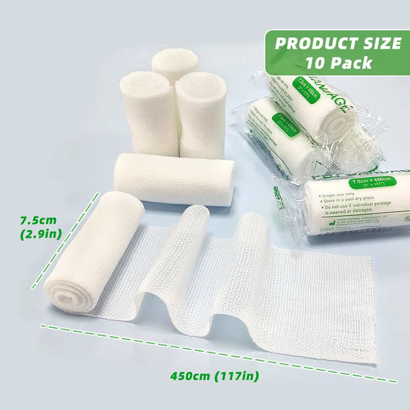 10pcs PBT Bandages/Elastic Elastic Bandages Cotton Core Accessories for First Aid Absorbent Pad for Wound Dressing