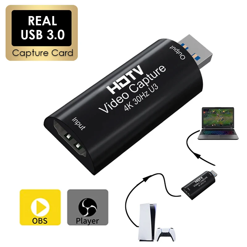 4K 30 Гц MS2130 Real USB 3.0 HDMI-совместимый видеозахват, коробка записи игр, 1080p 60 кадров в секунду, прямая трансляция для PS4, Ps5 Switch