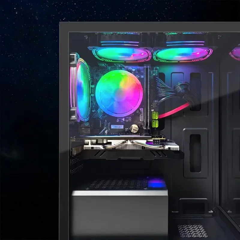 Gaming PC Desktop,RX 580 16G GDDR5, Core i7 up to 3.9G, 16G RAM, 512G SSD, 600M WiFi, BT 5.0, RGB Fan x3, RGB BT Sound Bar