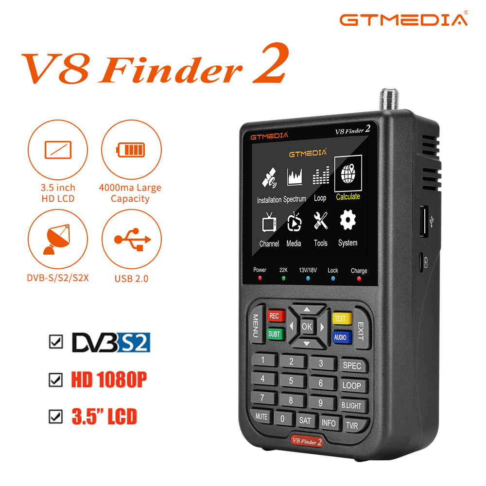 GTMEDIA V8 Finder2 détecteur de Satellite numérique FTA DVB-S/ S2/ S2X détecteur de Signal récepteur écran LCD pour régler le plat de télévision par Sat
