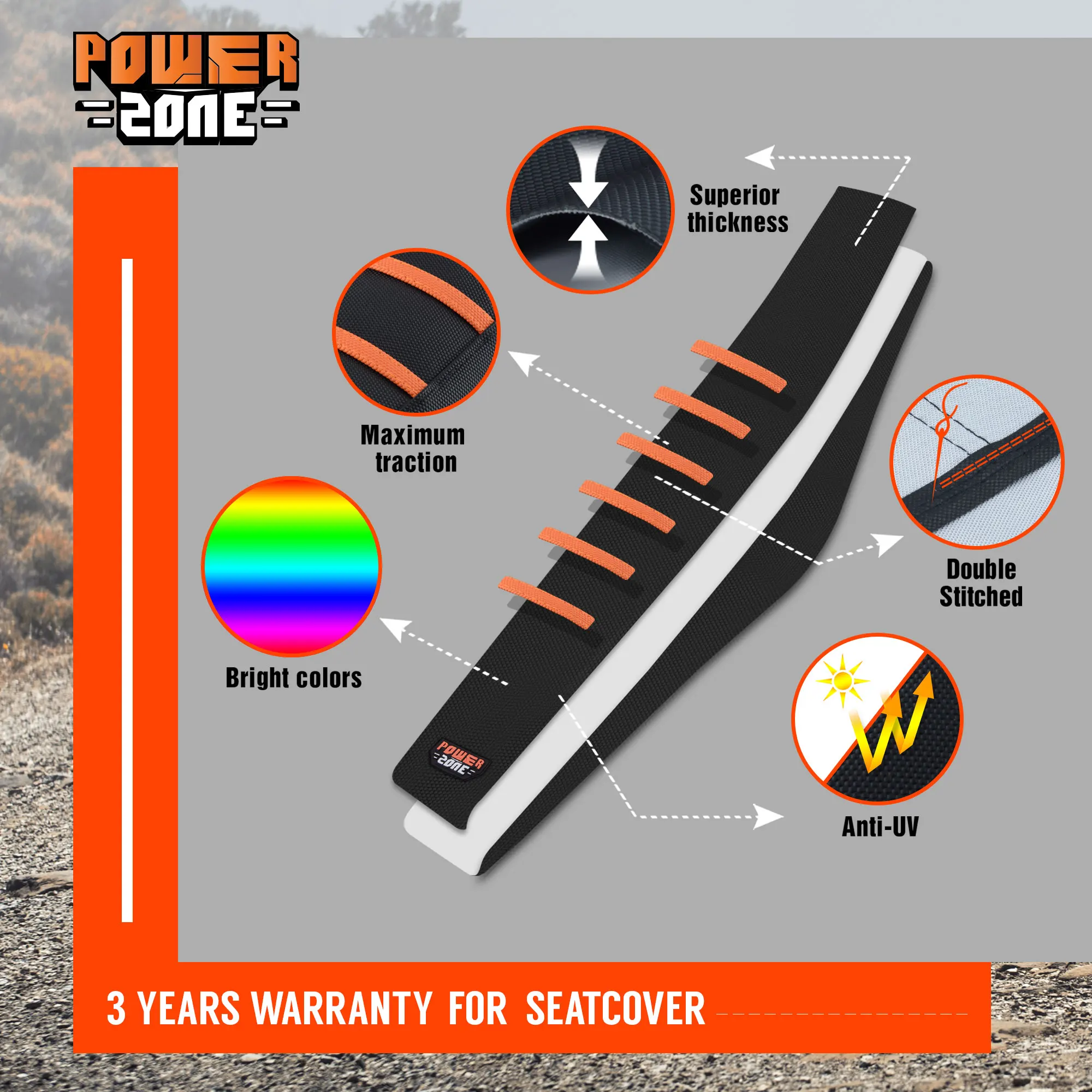Powerzone capa de assento com pinça canelada, conjunto à prova d'água, proteção antiderrapante, aplicação para sxf exc kxf crf yzf wr tc te