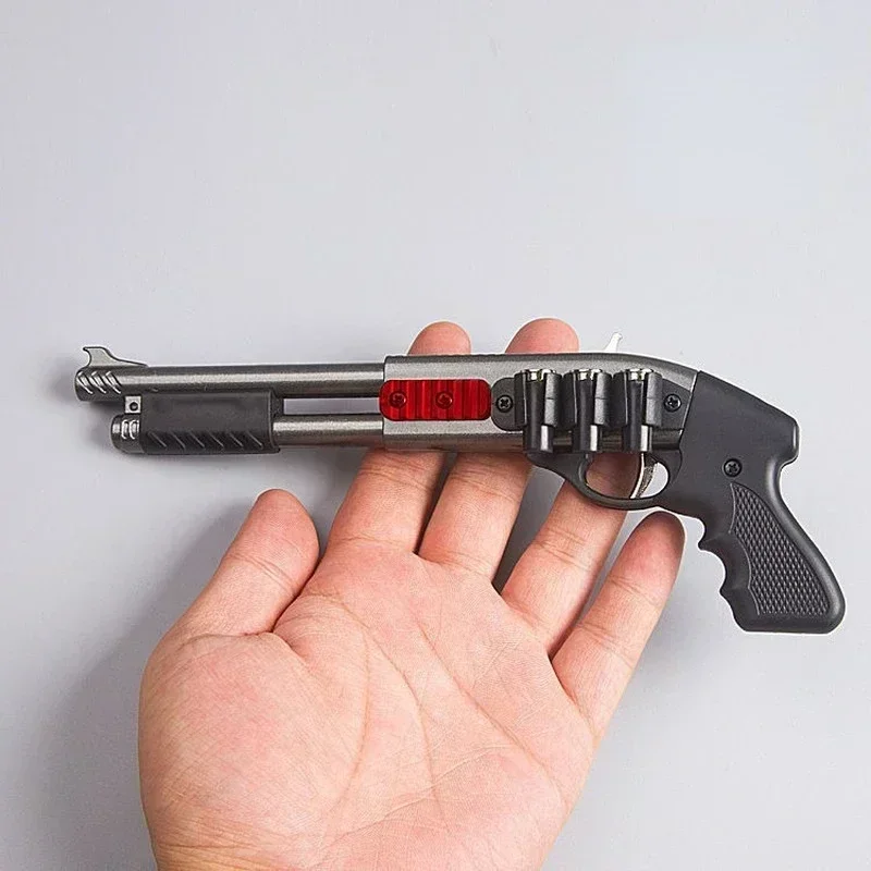 2024 미니 고무 밴드 샷건 분무기 고무 밴드 총 8 버스트 미니어처 모델 장식품 장난감 소프트 총알 총 크리스마스 선물